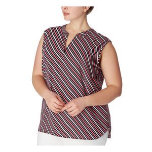 ANNE KLEIN Womens Pink Curved Hem Sleeveless Split Hi-Lo Top Plus 0X